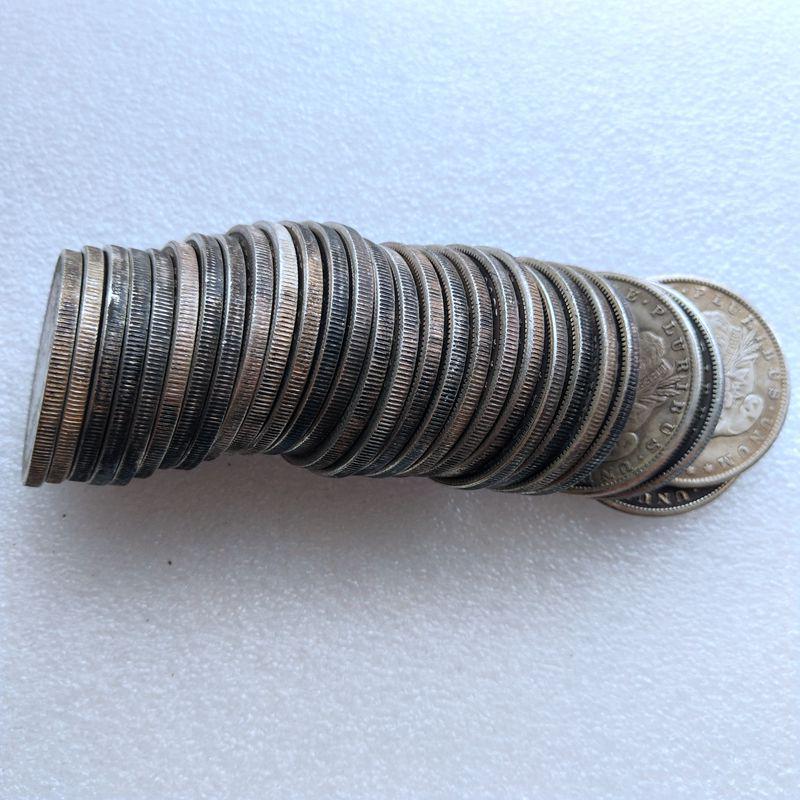 P Edition 28-Year US Morgan Antique Silver Dollar Commemorative Crafts Coin, Brass Silver-Plated Material