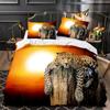 Wild Animal Duvet Cover Set King Queen Twin Full Size 3D Print Tiger Lion Leopard Beast Polyester Bedding Set for Kids Boys Teen