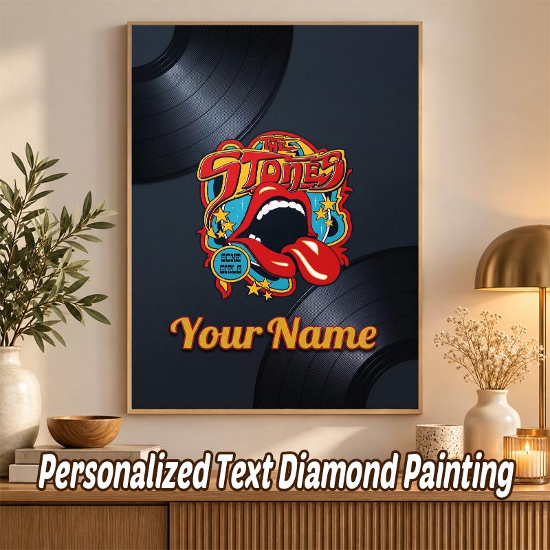 The Rolling Stones Custom Name Text 5D Diamond Painting Kit DIY Full Drill Diamond Art Decoration