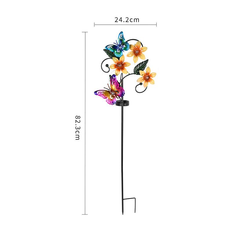 Solar Iron Butterfly & Bee Lawn Lamp