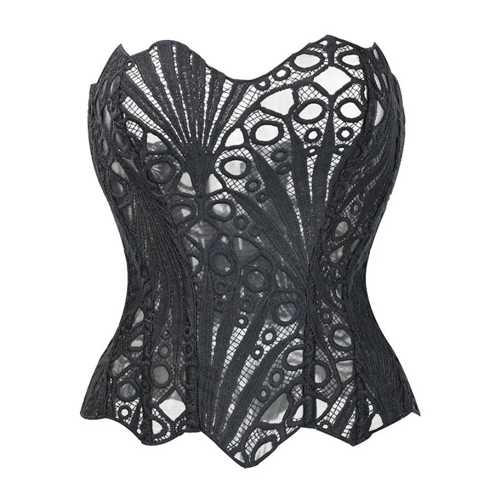 Hollow Flower Lace Fishbone Shapewear Slim Fit Lace-up Corset Underwear for Women  Women