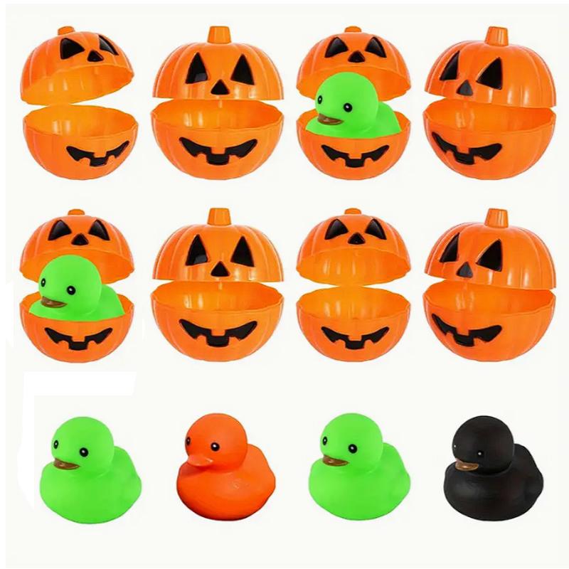 

12/24 Set Halloween Rubber Ducks, With Pumpkin Box Halloween Party Favors Halloween Basket Stuffers, Gift Exchange (As shown-31524)-