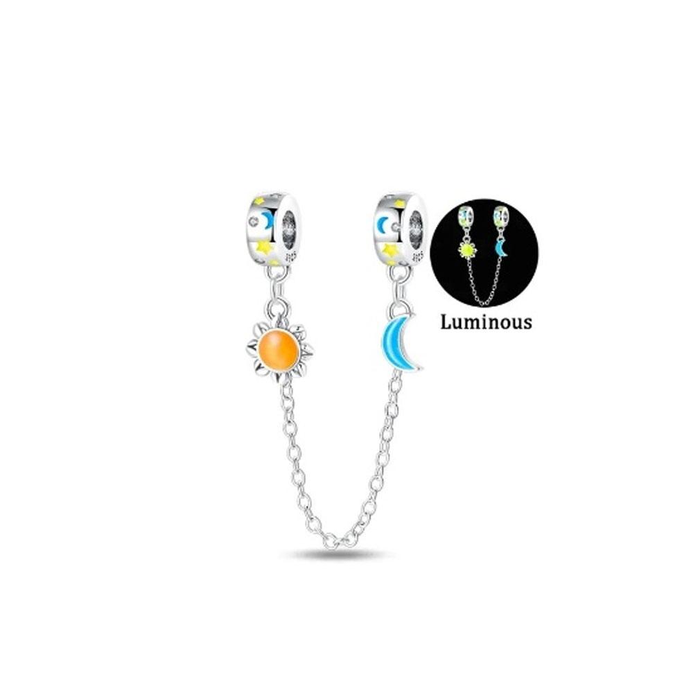 European Copper Original Rose Leaf Safety Chain Charm Beads Diy Gift Fit Original Pand Bracelet For Women