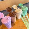 500ML Drinking Cup with Straw Ice Cream Shape Drinking Water Bottle Leakproof Cute Water Bottles with Adjustable Strap Air Up