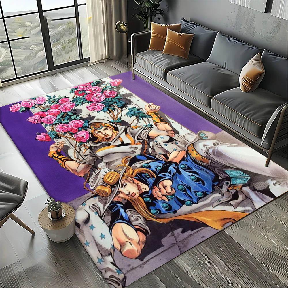 Cartoon J-JoJo B-Bizarre Anime Adventure Carpet Rug Art for Room Decor Home Bedroom Sofa Gift Kids Area Rug Non-slip Floor Mat