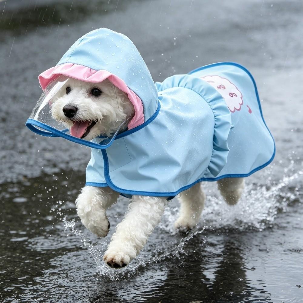 Windproof Waterproof Dog Coat With D-ring Pet Poncho All Weather Dog Rain Cloak Rainy Day