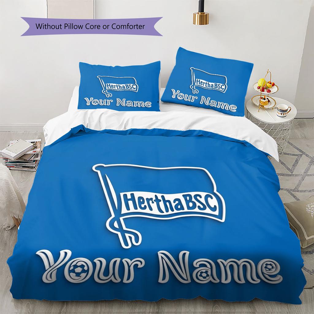 Hertha BSC Custom Name Pattern Bedding,Quilt Set Quilt Cover Pillowcase Home Birthday Gift(1 * Duvet Cover + 2 * Pillowcase, Without Core)