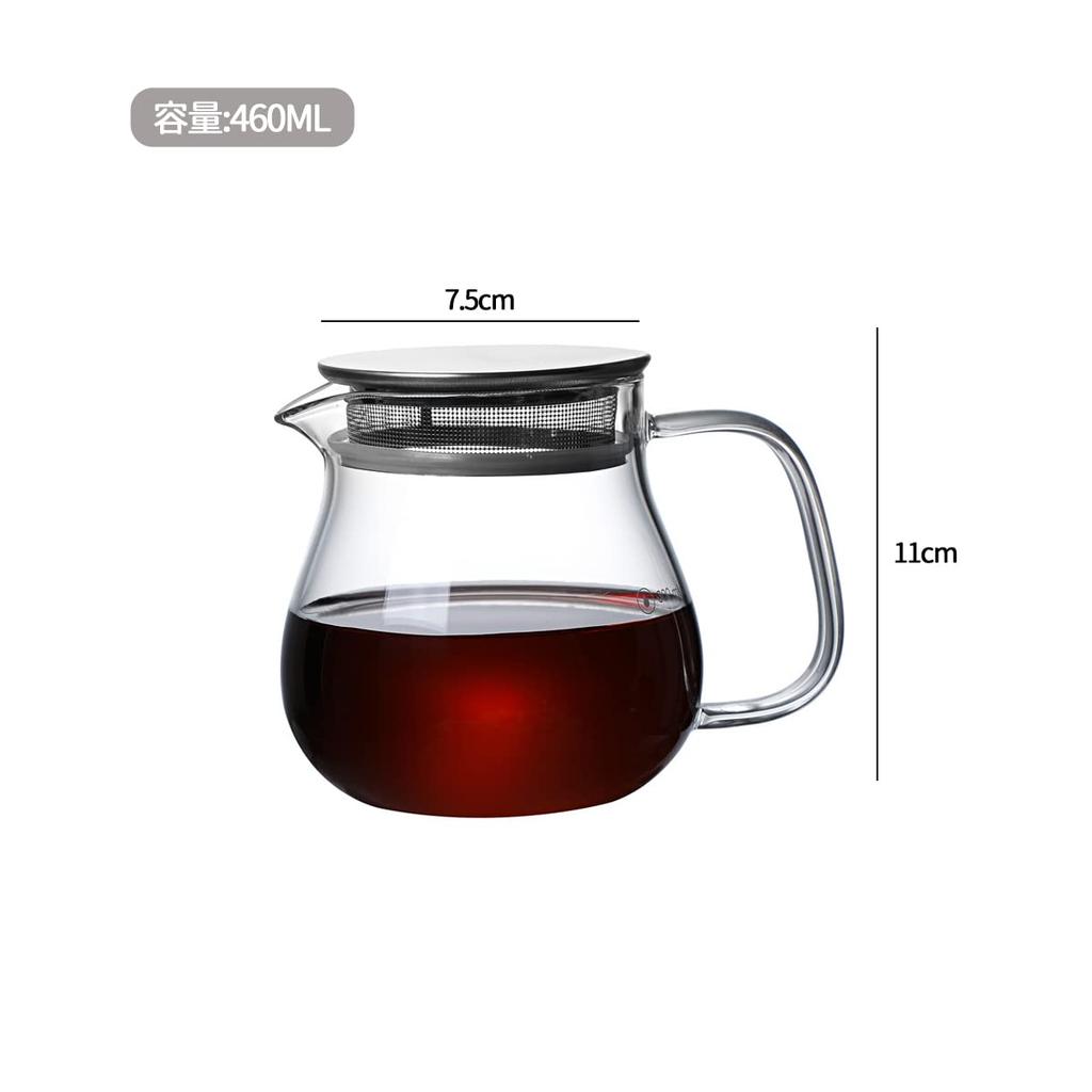 Begehrenswerte Jumping Leaf Teekanne, 460ml Teekanne, Hitzebeständiges Glas, Mikrowellengeeignet, Spülmaschinenfest, und Kaffeeserver mit Skala für Direkte