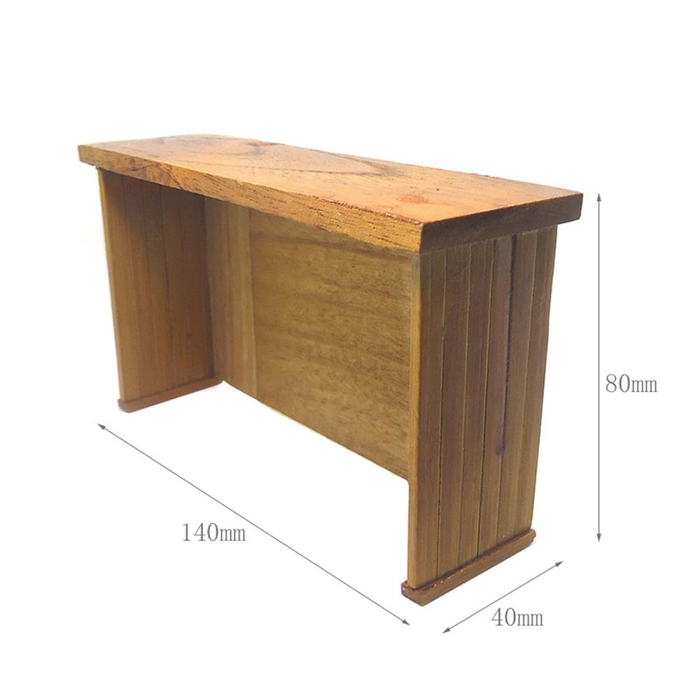 moin moin Miniature Furniture 112 Scale Table & Chair Set  Dollhouse Sofa Bench Bar Counter Cafe Single Retro Antique Brown Wood Wooden Doll