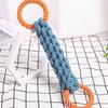 Dual-Handle Braided Rope Knot Pet Toy for All Dog Breeds - Durable Teeth Cleaning Chew Toy in Blue and Orange, Polyester Blend