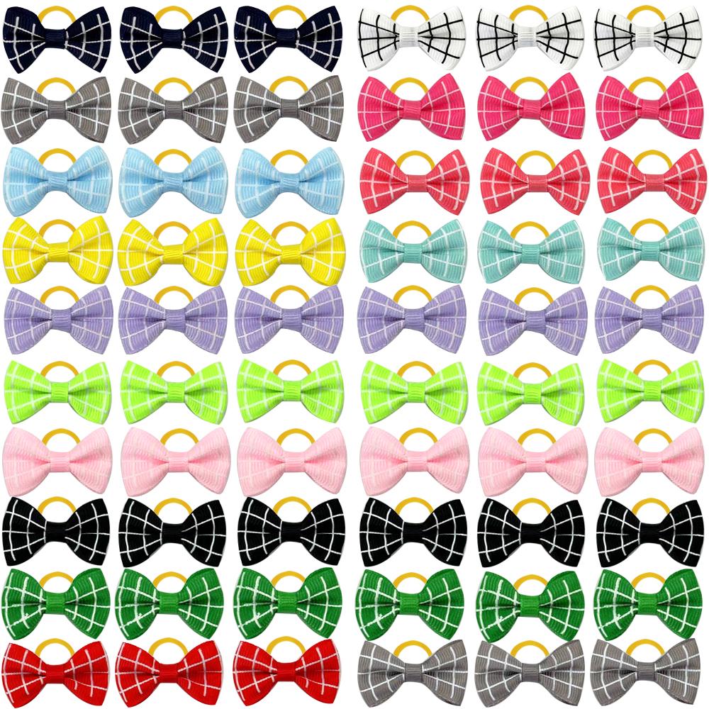 100pcs Pet Accessories Dog Hair bows Fashion Cute Dog Bows Rubber Bands Pet Hair Collar Decoration for Dog Accessories