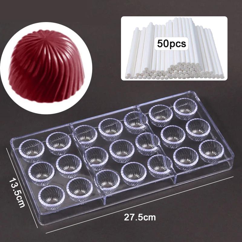 Chocolate Mold Plastic Lollipop Paper Stick Household Kitchen DIY Baking Tool Homemade Candies Rectangle Heart-shaped TMZ