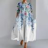 Damesmode Gradient Print Ronde Hals Korte Mouw Losse Grote Zak Jurk