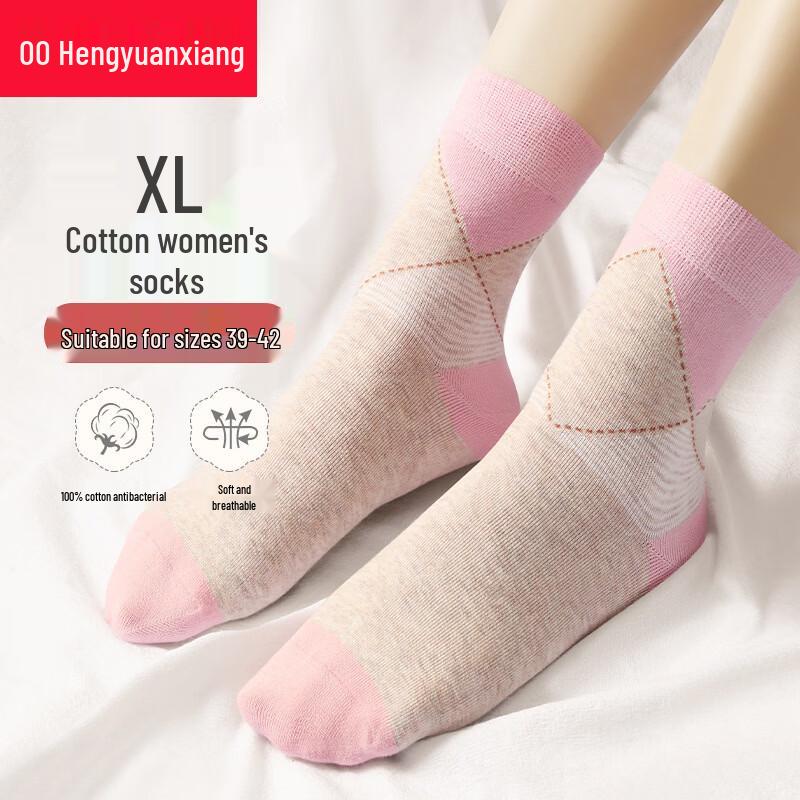 Hengyuanxiang Women s Pure Cotton Plus Size Mid-Calf Socks