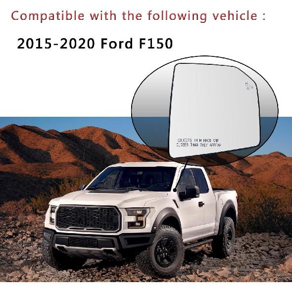 Passenger Side Heated Mirror Glass Replacement For Ford F150 2015 2016 2017 2018   - For Ford F150 Power Side Mirror With Blind Spot Detection System
