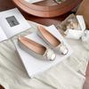 Single Shoes Women's New Summer Shallow Mouth Square Head Flat Bottom Versatile Soft Bottom Soft Surface Comfortable and Breathable