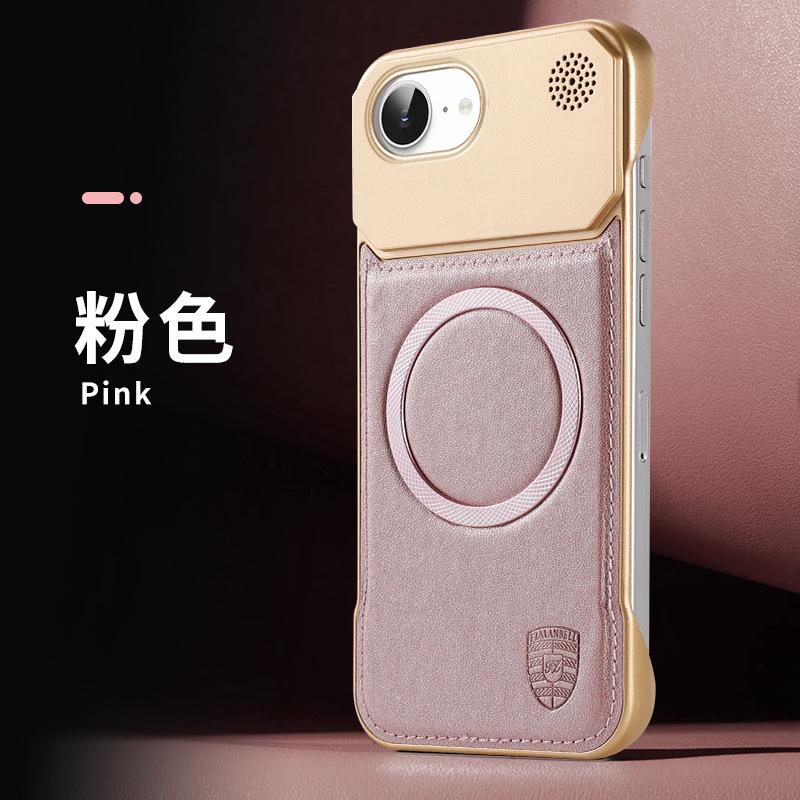 Skin-feeling Leather Pattern Magnetic Mobile Phone Case Is Suitable for Apple 16E Borderless Aromatherapy 14 Business Protective Case 11/12 Anti-drop.