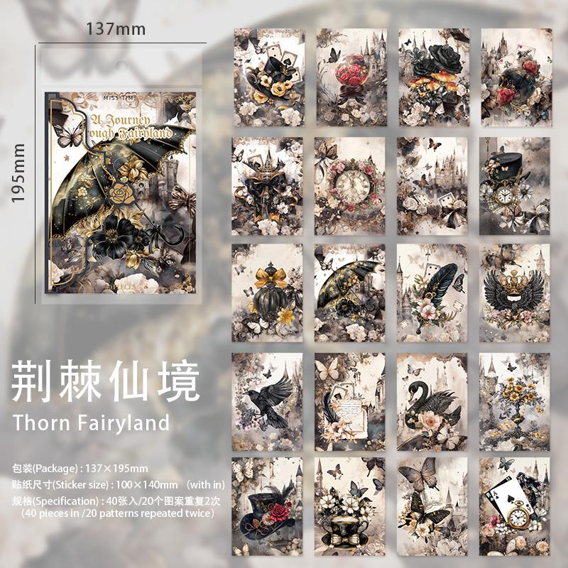 

40sheets Wonderland Memoirs Series Retro Ins Scrapbooking Material Aesthetics Decorative Paper Decor Journal Supplies