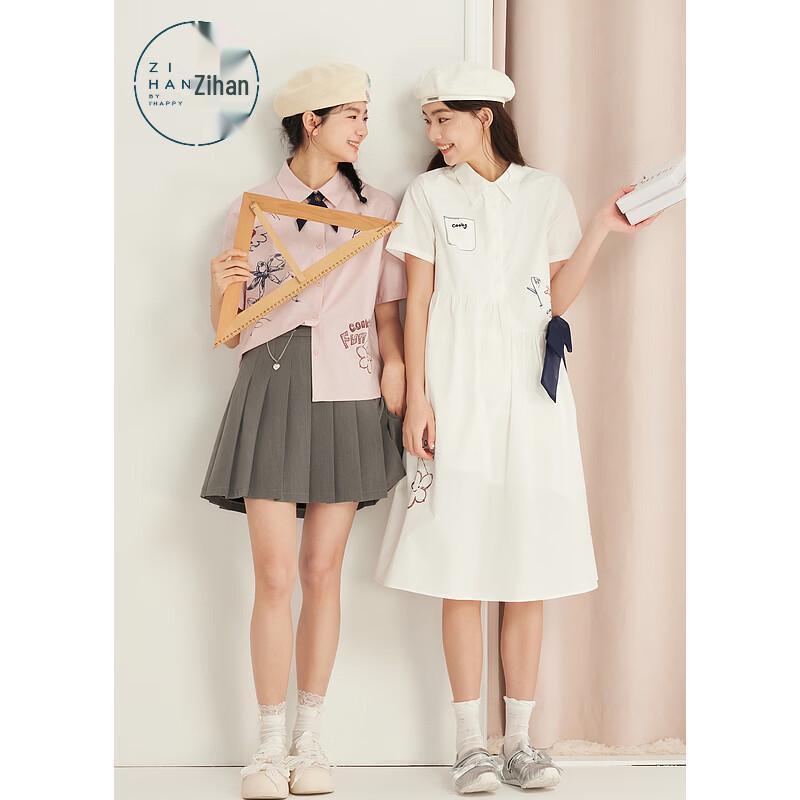 ZIHAN Women s Bowknot Short Sleeve Shirt Dress XS белый