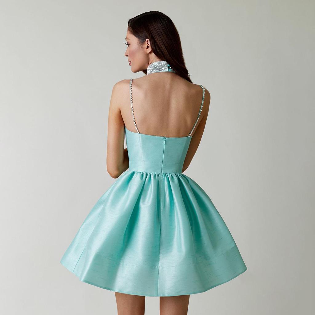 Nuovo Arrivo Estivo: Elegante Vestito da Donna con Spalline Sottili Pieghettato e Strass