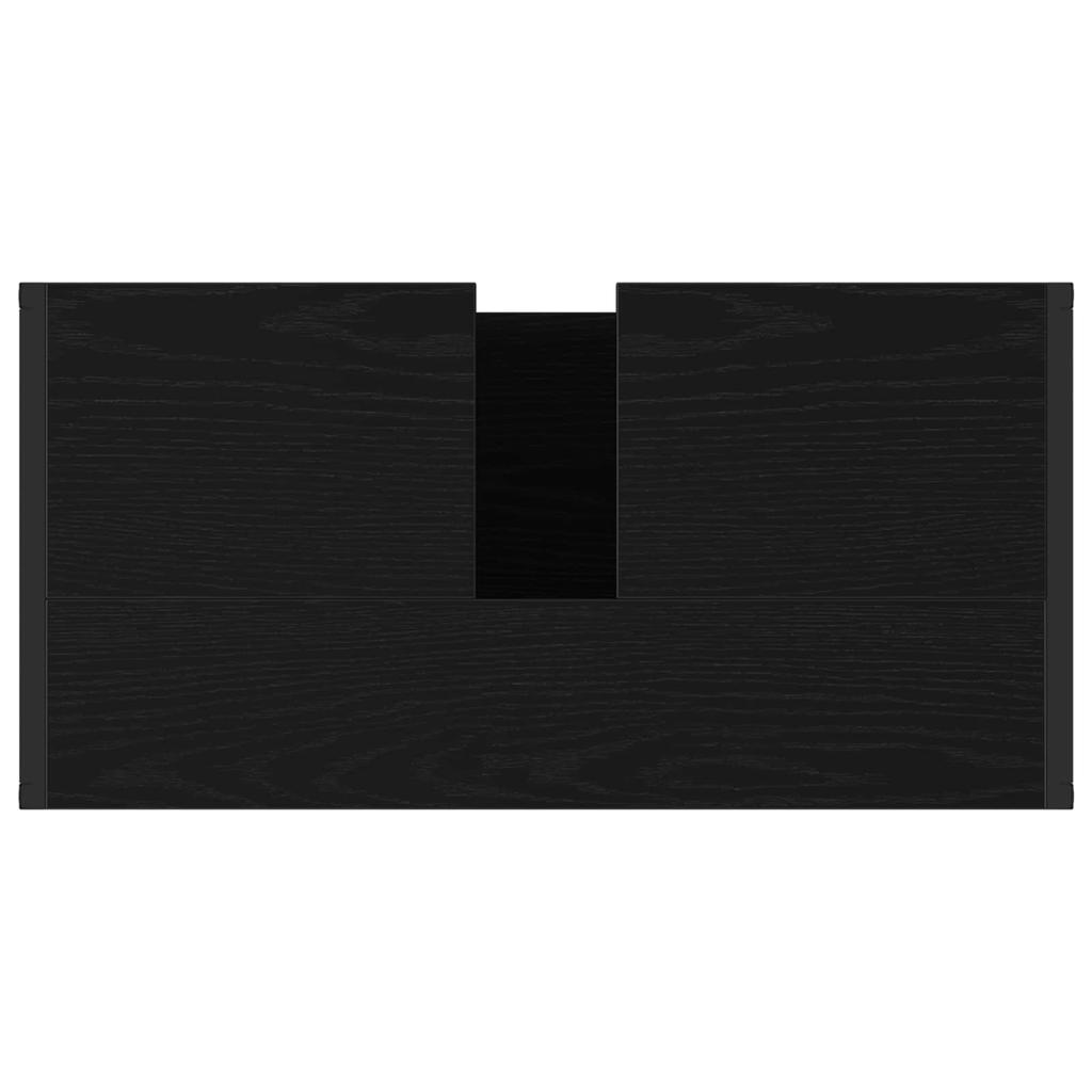 Bathroom Furniture Set with Door Black Oak Effect Wood Based Material
