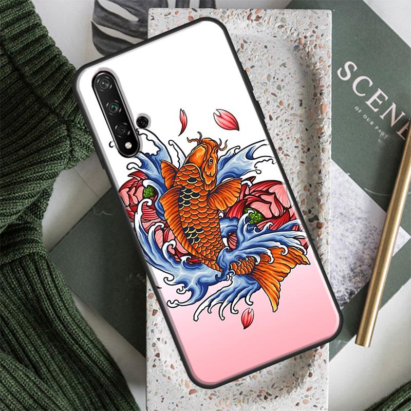 Tattoo Japanese Koi Dragon Wave For Huawei Nova Y61 Y91 Y70 Y90 Y60 Y72 9 10 SE 12i 12s 11i 5T P60 Pro P20 P30 P40 Lite Case