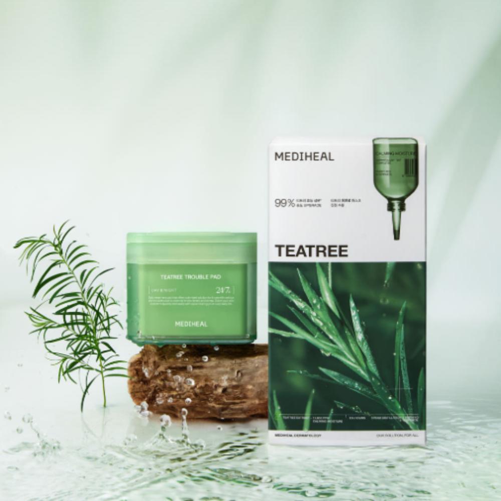 

Mediheal Tea Tree Best 2-Type Set 10 Essential Masks + 100 Tea Tree Pads for Soothing & Trouble Care