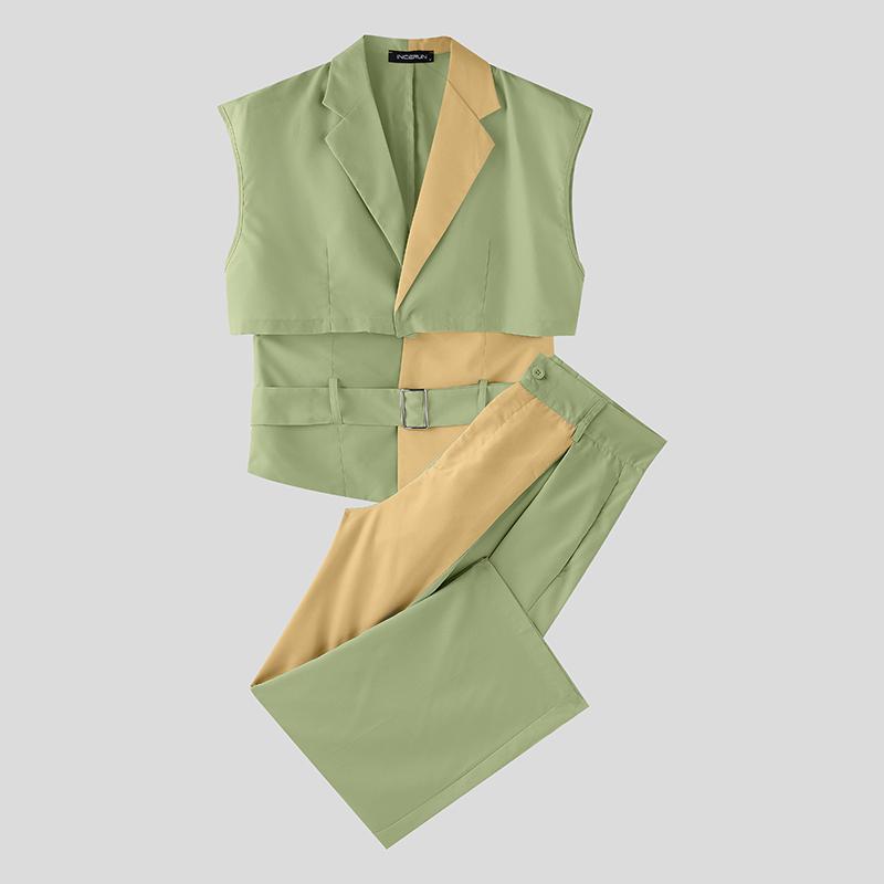 

INCERUN 2 шт. Мужские майки-корсеты без рукавов и комплекты длинных повседневных брюк