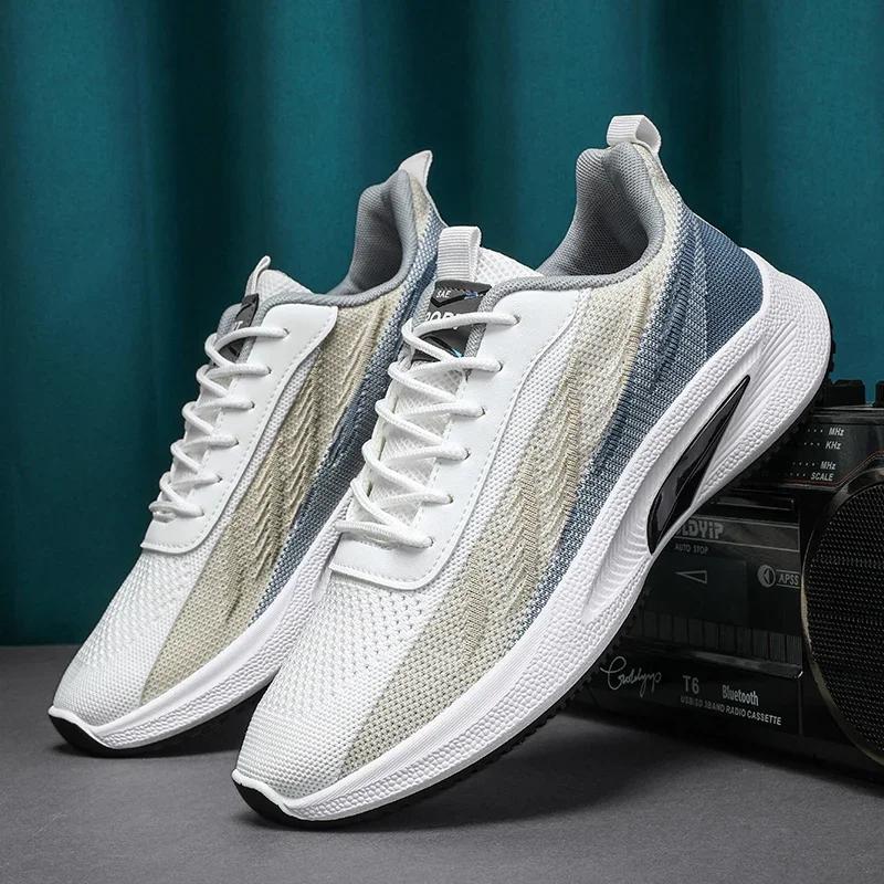 Men Sport Lightweight Running Sneakers Casual Breathable Shoes Non-slip Comfortable White Big Size