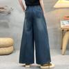 LangSha Women's Embroidered Chinese Style Wide-Leg Jeans