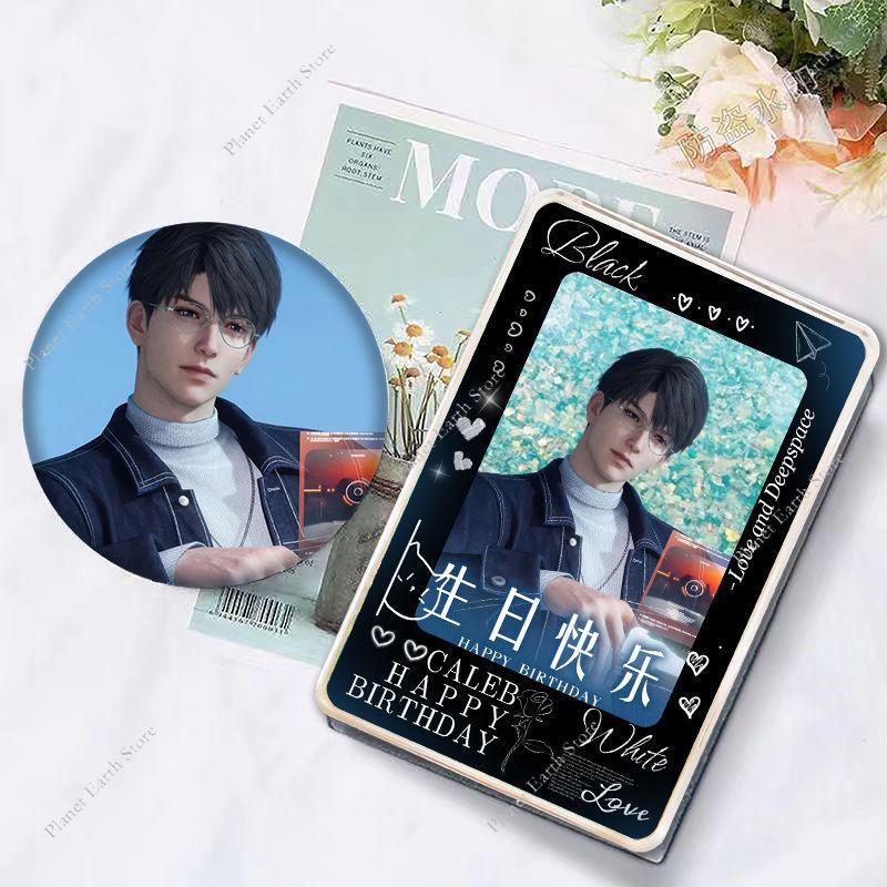 1/5/6Pcs/Set Love and Deepspace - Caleb Happy Birthday Gift Set Key Chain Badge KeyChain Quicksand Mahjong Postcard Fans Gifts