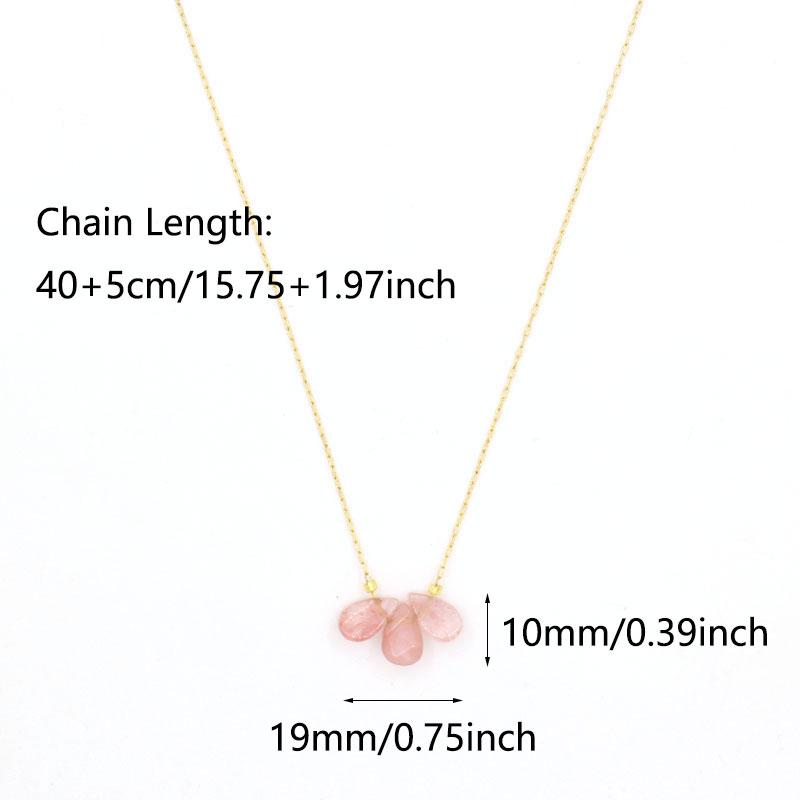 1pc Three Natural Stones Droplet Shaped Pendant Necklace for Women Stainless Steel Gilded Chain Fashion Handmade Choker