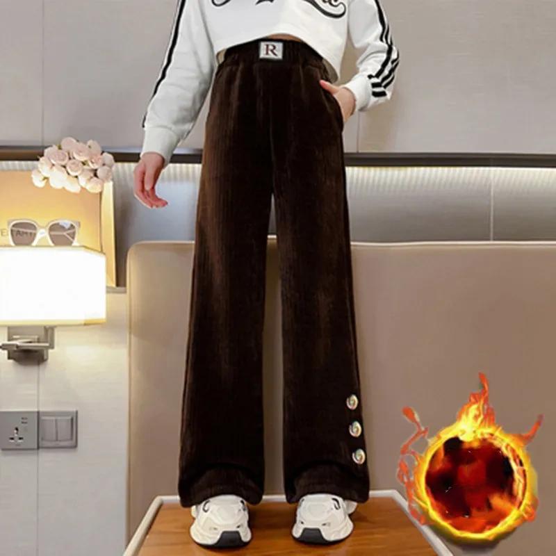 Flickor Retro Vida Ben Raka Jeans Flickors Byxor för Höst- och Vinterbruk Stora Barns Casual Svarta Raka Vida Ben Höst Barnjeans