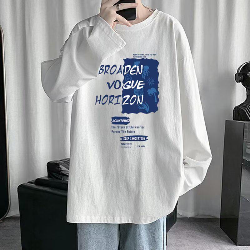 Sweat à capuche imprimé décontracté ample pour homme, haut à manches longues et col rond pour le printemps et l'automne