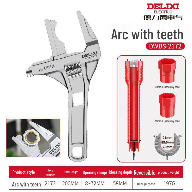 Delixi Multi-functional Plumbing Wrench with 8-in-1 Sink Wrench