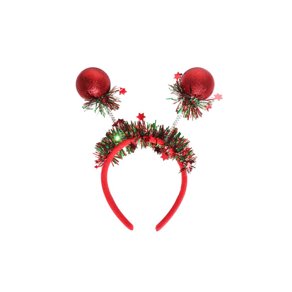 Christmas Party Headband Festive Holiday Headwear with Glitter Ball Decorations for Adults and Kids Fun Costume