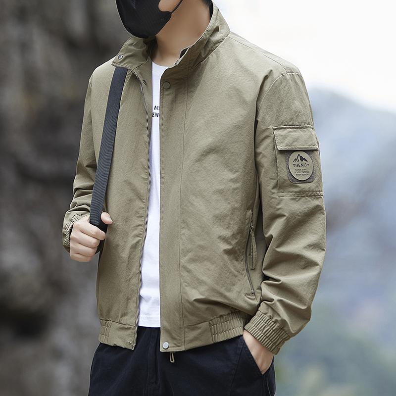 Men's Simple and Versatile Stand Up Collar Casual Workwear Jacket for Men