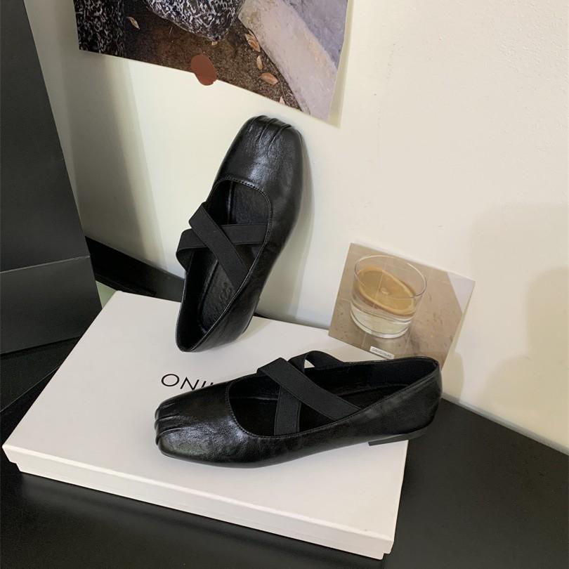 Retro Mori Square Head Thick Heel Light Mouth Single Shoes Women's Autumn Cross with Ballet Fairy Style Soft Sole Mary Jane Doudou Shoes