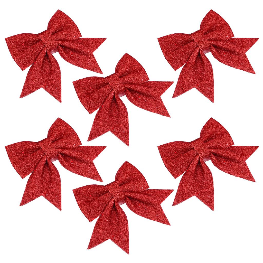 6Pcs Bow Hanging Christmas Tree Pendants Delicate Xmas Ornaments Tree Decorations Festive Xmas Decors Hanging Pendants