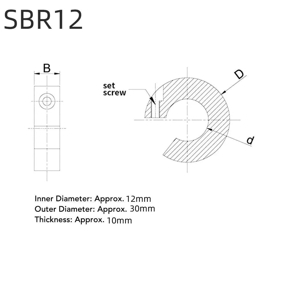 4Pcs SBR12 Linear Rail Stop Collar SBR20 SBR16 Shaft Locking Collar Aluminum Alloy Anodized Clamp-On Design Limit Fixing Ring