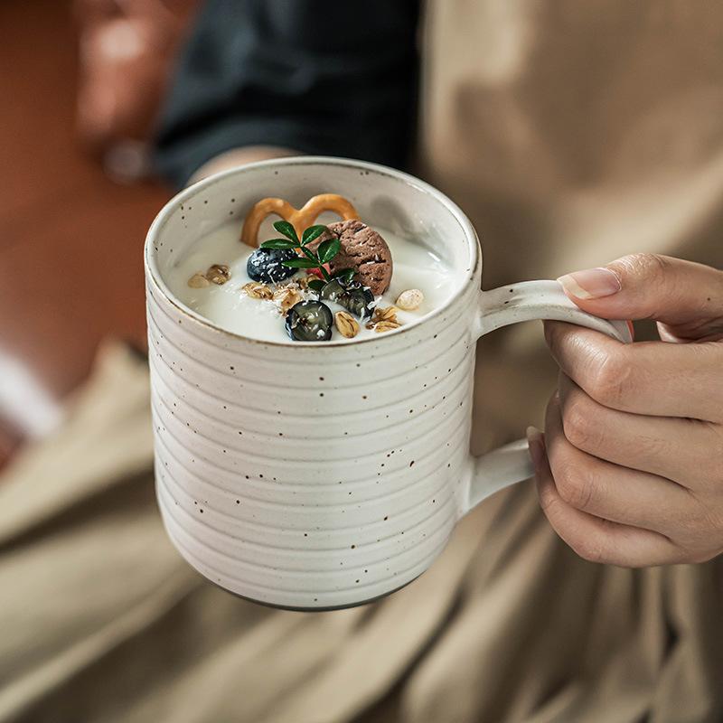 Large Mug, Japanese Ceramic Cup, Breakfast Cup, Household Water Cup, Milk Cup, Restaurant Old Coffee Cup, Dessert Cup