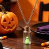 Goth Jewelry Collection Ghost in Bottle Necklace, Glow The Dark Halloween Glass Pendant Charm Jewelry, Adopt A Ghost/Cat/Dog Necklace for Men