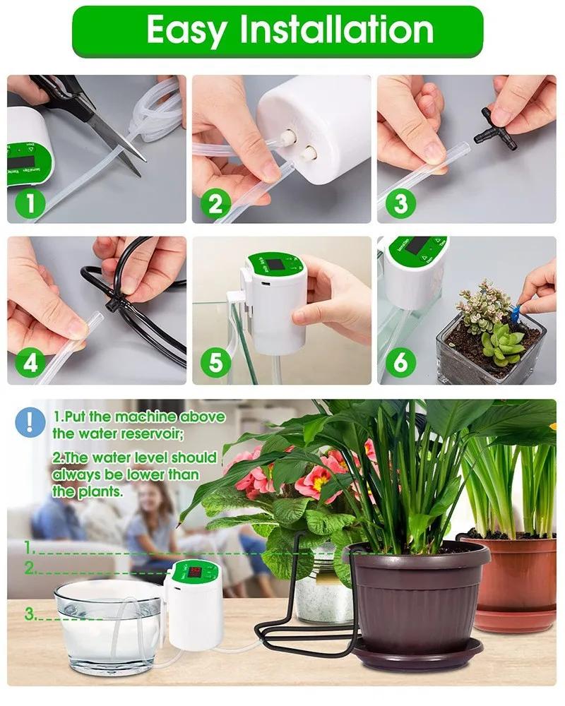 Solar Watering Drip Irrigation Kit System Auto Self Watering Device with Timer for Flower Plants House Potted Water Dispenser