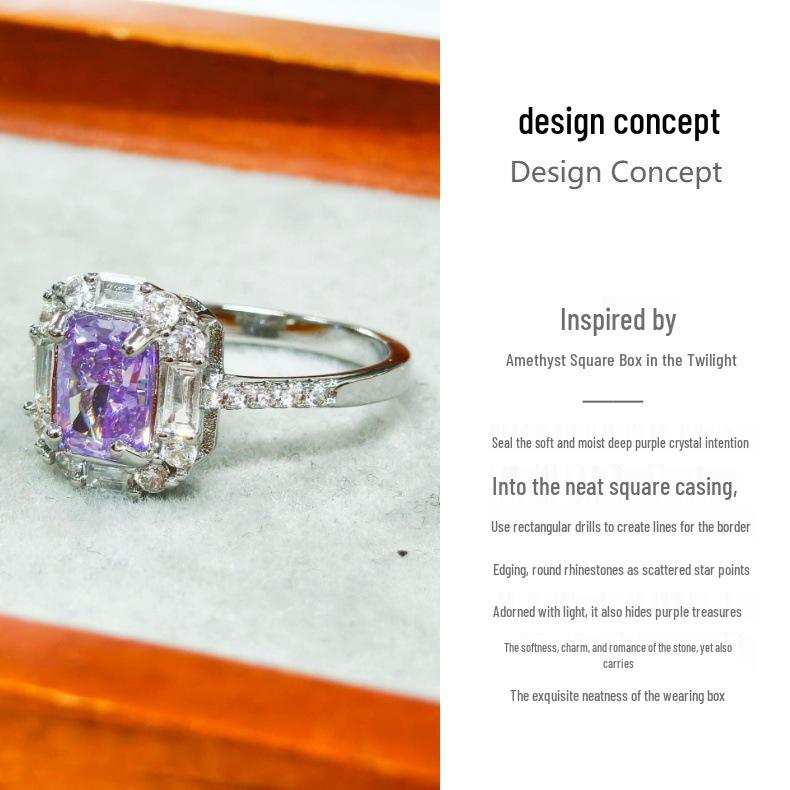 Gessen Jewelry Luxury Diamond Inlaid Rectangular Ring