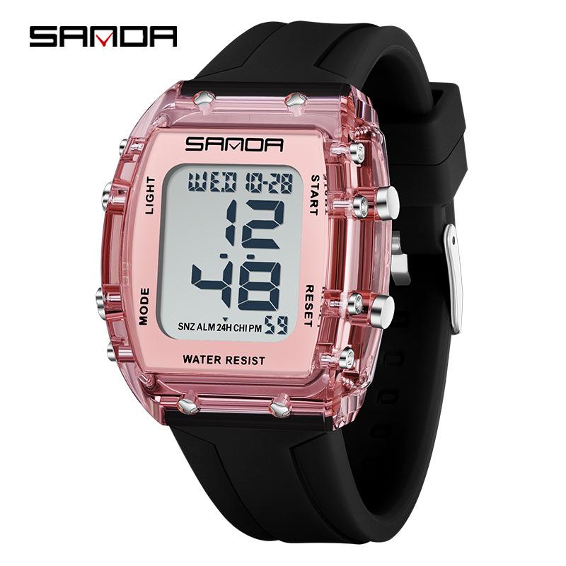 SANDA Men's Multifunctional Barrel-Shaped Sports Watch - Waterproof & Fashionable with Single Display Timing