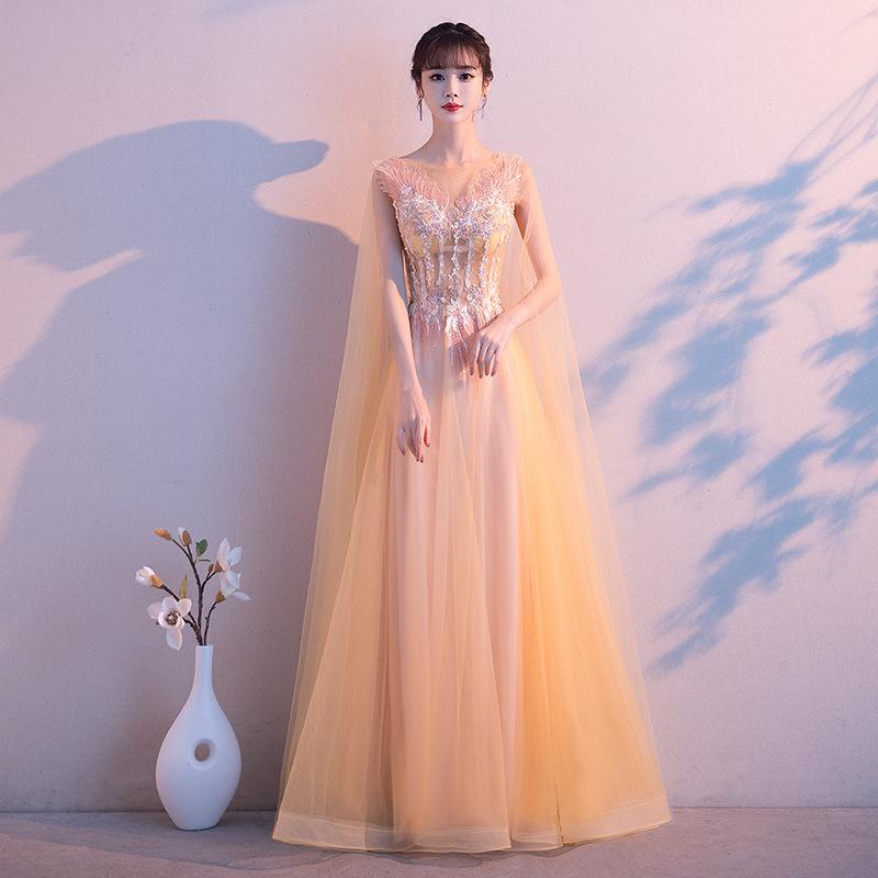 Evening Dress Female 1011 New Banquet Temperament Long Fairy Air Solo Chorus Performance Host Aura Queen