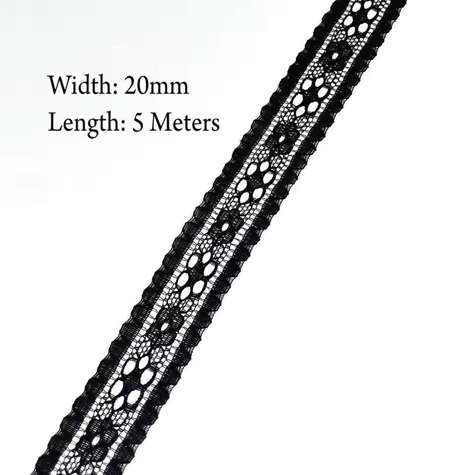 5 Meters White & Black Lace Ribbon Assorted Floral Trims for Gift Wrapping Christmas Wedding Decor DIY Crafts Sewing Accessories