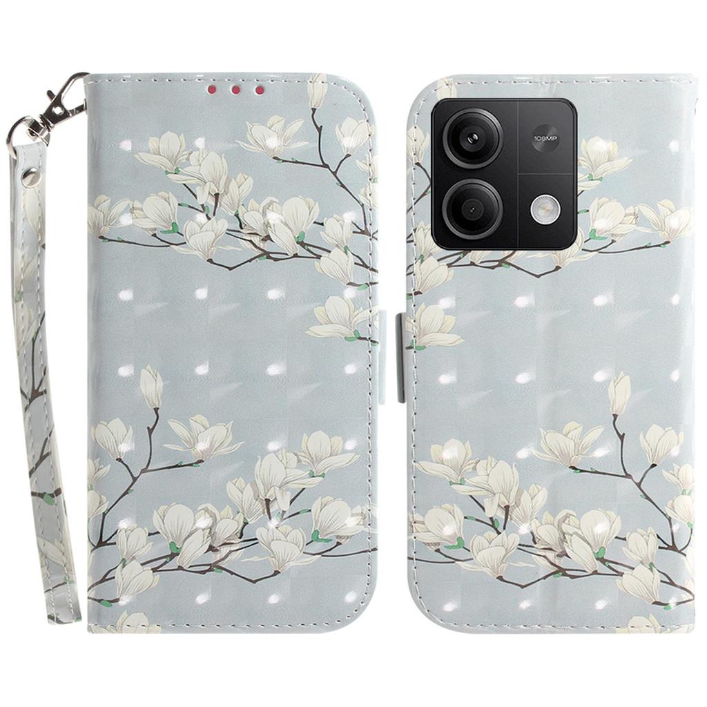 For Xiaomi Redmi Note 13 5G/Note 13 5G (China) Case 3D Pattern Print Leather Cover with Strap