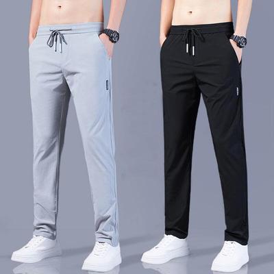 Men's Slim Straight Casual Summer Pants - Lightweight, Stretchy, Elastic Waistband, Loose Fit