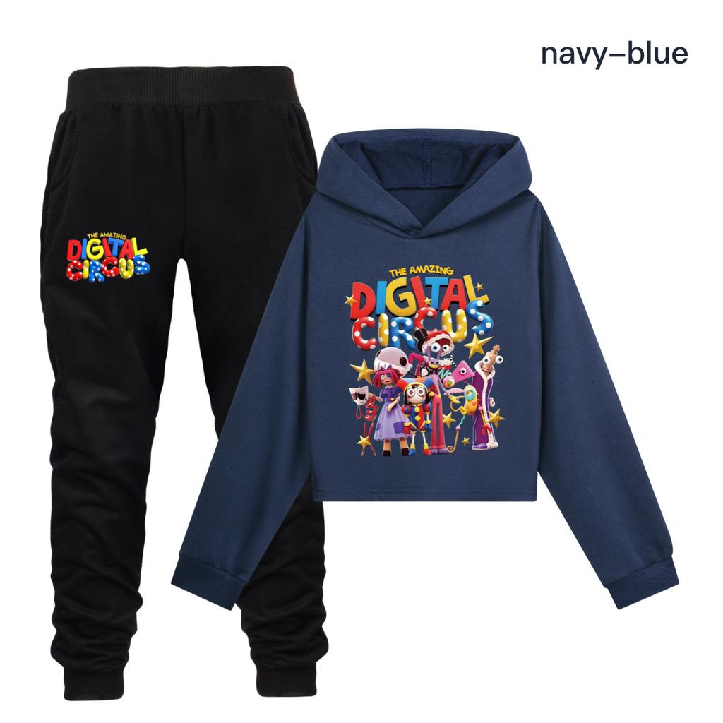 Het Geweldige Digitale Circus Meisjes Cropped Hoodie Broek Twee Delig Pak Casual Mode Pomni Opdruk Kinder Outfit